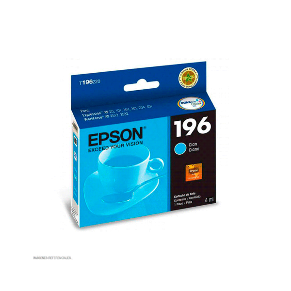 TINTA EPSON EXPRESSION T196220-AL CYAN P XP-20-10X-20X-401 WF25XX 4ML