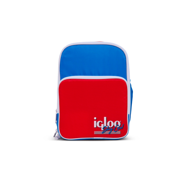 MOCHILA TERMICA IGLOO 12 LATAS RETRO ROJO AZUL 63075