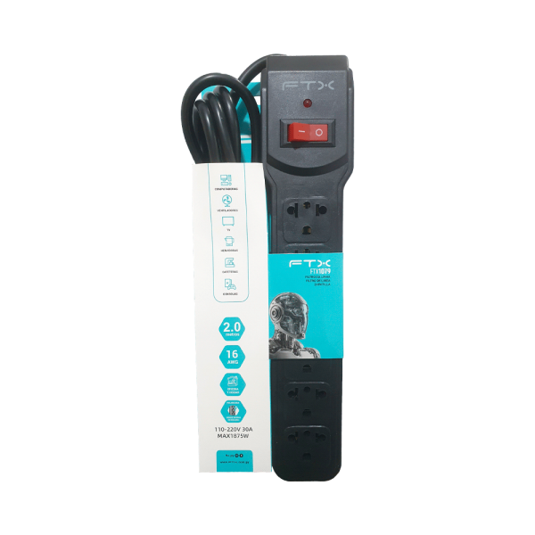 FILTRO DE LINEA FTX1079 DE 6 TOMAS NEMA EUR 110 220V