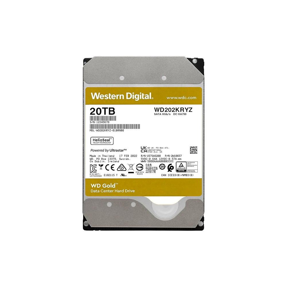 FX116145.png DISCO DURO SATA3 20TB WESTERN DIGITAL GOLD ENTERPRISE 7200 512MB WD202KRYZ - Imagen 1