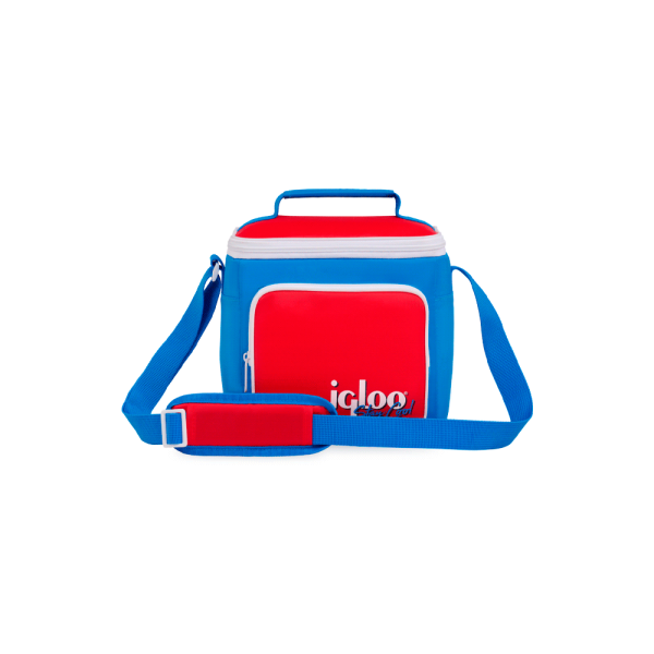 BOLSA TERMICA IGLOO 9 LATAS VERTICAL LUNCH RETRO AZUL Y ROJO 63083