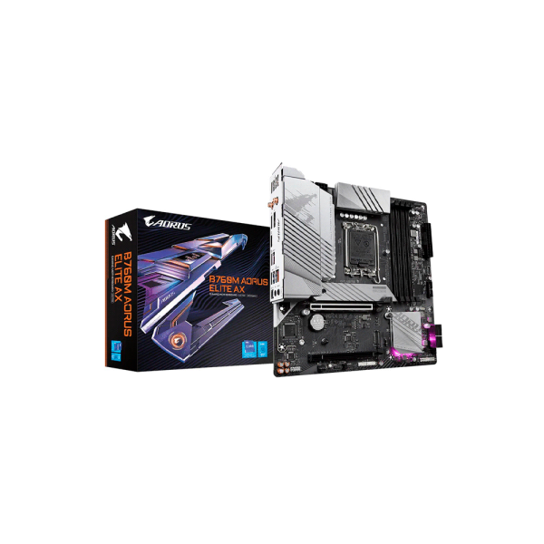 PLACA MADRE GIGABYTE 1700 B760M AORUS ELITE AX DDR5 S R HDMI DP 2M2 WIFI MATX