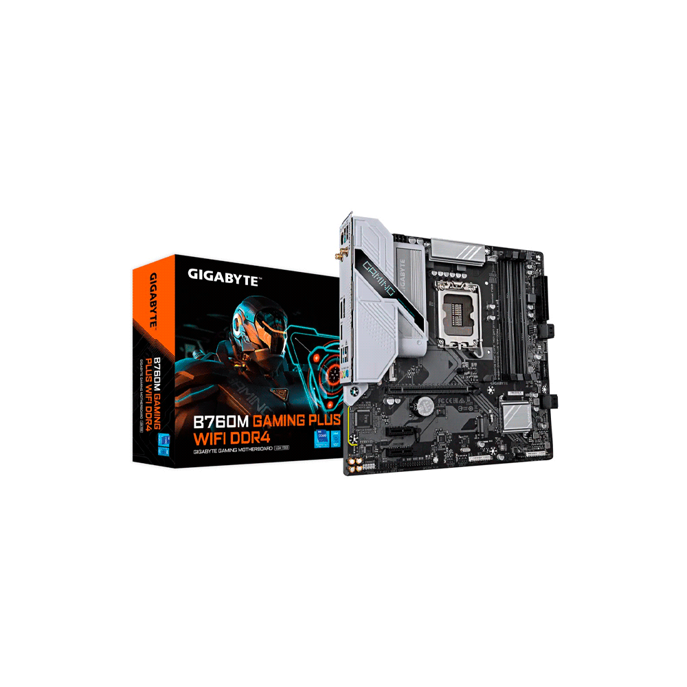 FX120463.png PLACA MADRE GIGABYTE 1700 B760M GAMING PLUS WIFI DDR4 S R HDMI DP 2M2 USB MATX - Imagen 1
