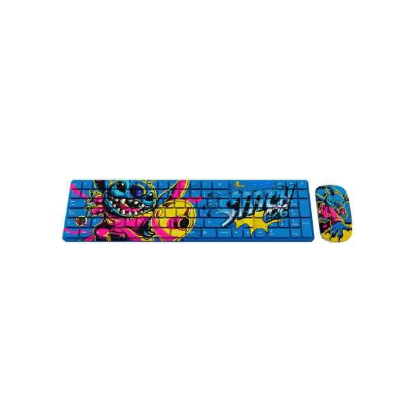 TECLADO   MOUSE XTECH WIRELESS XTK-D312ST STITCH NUM ESP AZUL