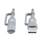 CABLE USB 390606 DE CARGA Y SINCRONIZACIÓN 4 EN 1 USB-A USB-C  MICRO-USB  1M GRIS 480 MBPS - Imagen 4