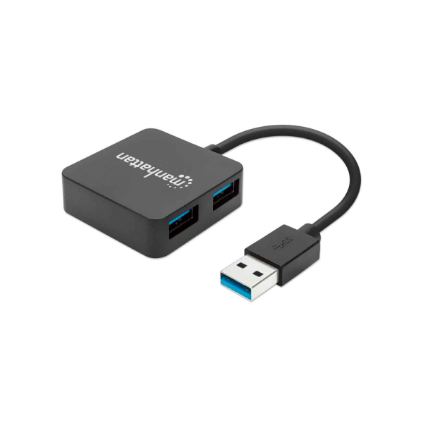 HUB USB 3.0 DE 4 PUERTOS MANHATTAN 162296 5 GBPS NEGRO