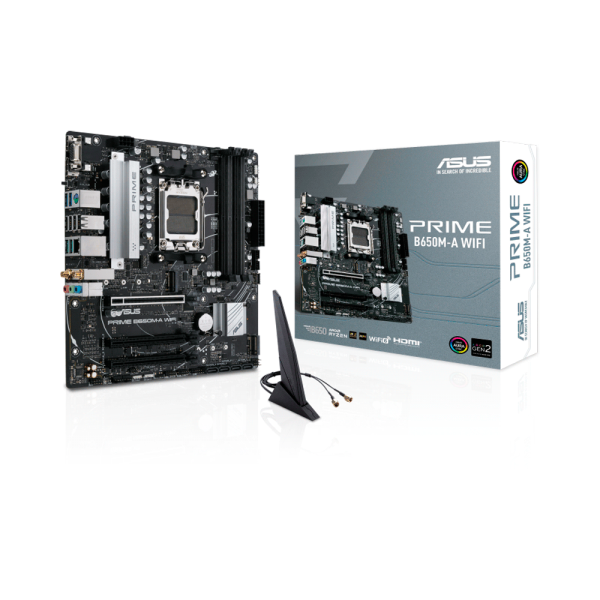 PLACA MADRE ASUS AM5 PRIME B650M-A WIFI DDR5 V S R HDMI DP 2M2 USB3.2 MATX