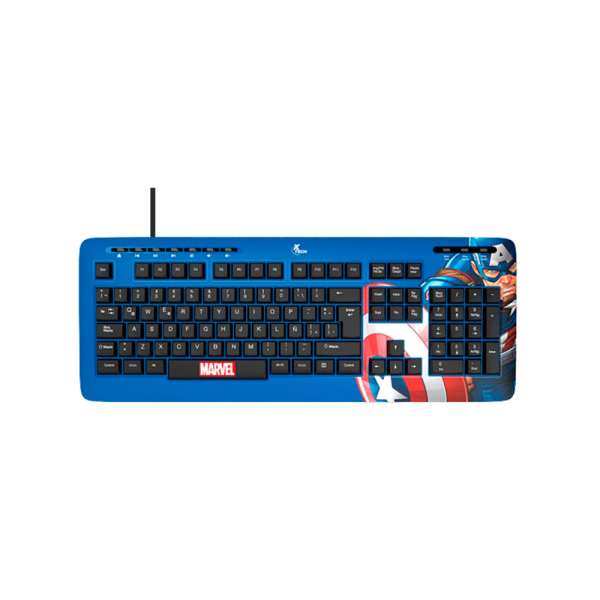 TECLADO XTECH USB XTK-M401CA CAPITAN AMERICA ESP AZUL MULTIMEDIA
