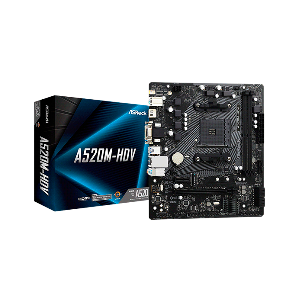 FX95211.png PLACA MADRE ASROCK AM4 A520M-HDV V S R DVI HDMI M.2 DDR4 USB3.2 MATX - Imagen 1