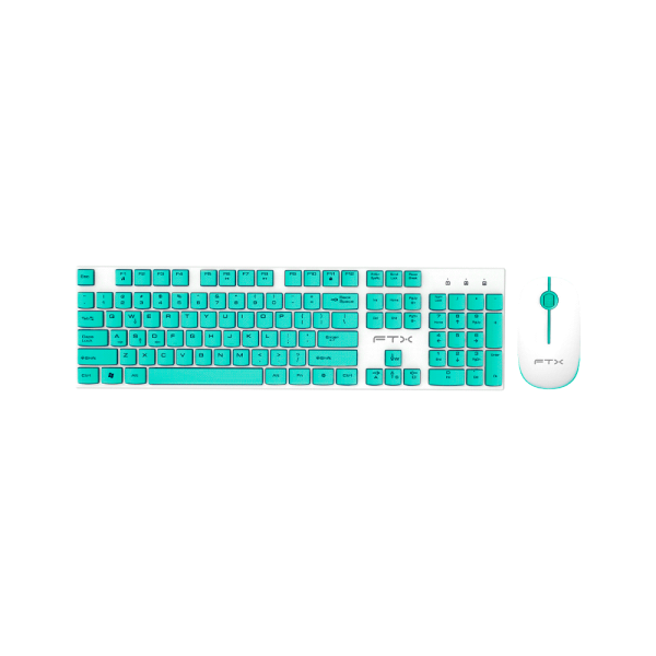 TECLADO   MOUSE FTX WIRELESS FTXGK600 NUMERICO ESPAÑOL BLANCO VERDE