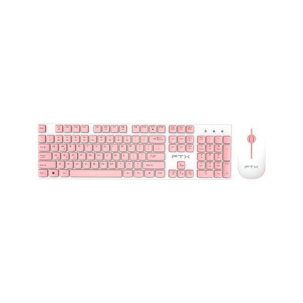 TECLADO   MOUSE FTX WIRELESS FTXGK600 NUMERICO ESPAÑOL BLANCO ROSA