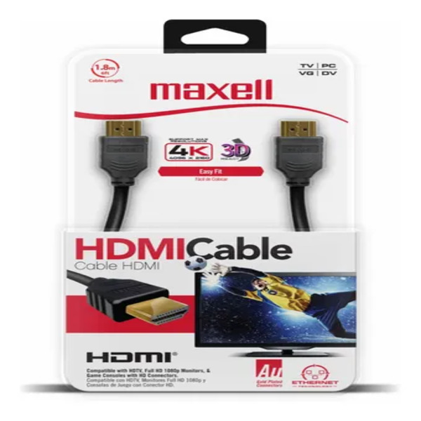 CABLE MAXELL HDMI HDMI-HDMI-1.8MTS