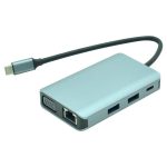 ADAPTADOR SATELLITE DE VIDEO 7EN1 A-HUBC57 RJ45 VGA USB3.1 HDMI TYPE C HEMBRA A TYPE C MACHO
