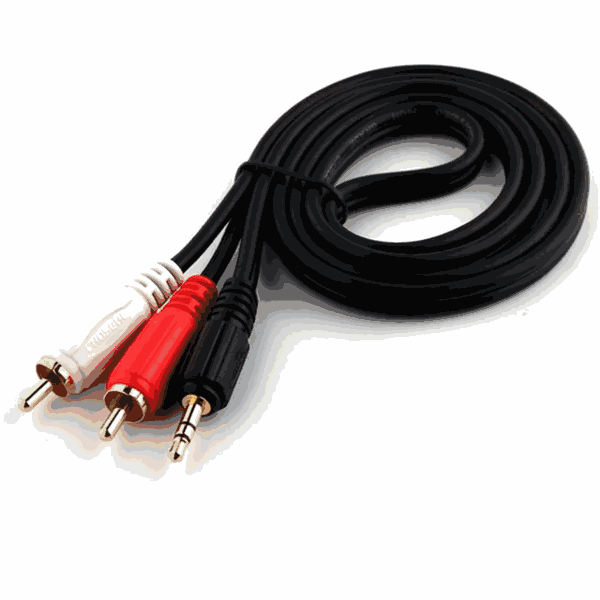 KV36795 CABLE GENERICO AUDIO AUXILIAR JACK 3.5 A 2RCA 1.5MTS - Imagen 1